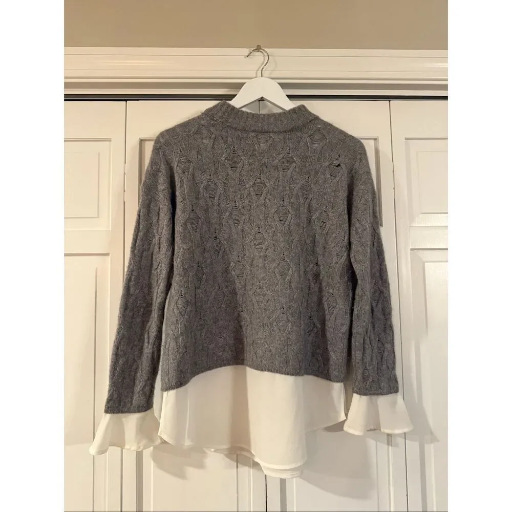 Design History Pure Cashmere grey cableknit two for sweater small - Picture 6 of 10